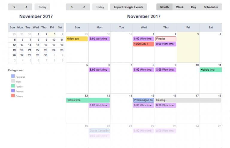 scriptcase extended event on calendar