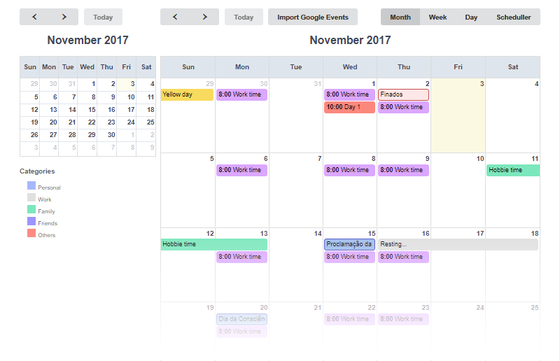 Calendarios - Scriptcase Argentina